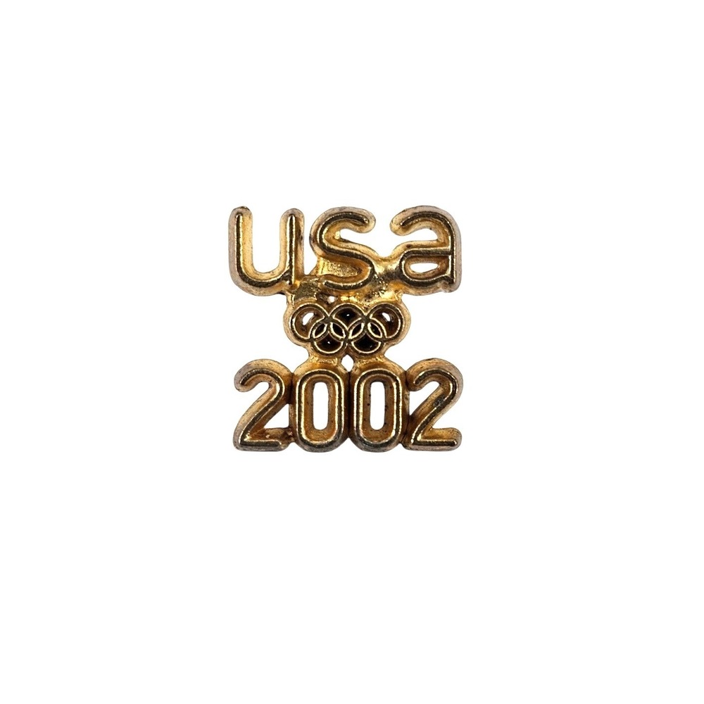 Vintage USA 2002 Winter Olympics Lapel Pin Gold Tone Souvenir Collectible Sports